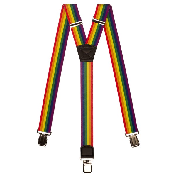 Olata Adjustable Unisex Braces Colourful with Clips/Rainbow Braces, Y-shape