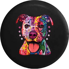 556 Gear Neon Artistic K9 American Lab Pit Bull Staffy Dog Mix Spare Tire Cover Black 32 in