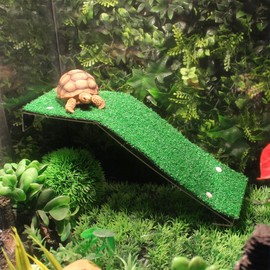 aleawol Turtle Basking Platform Simulation Lawn Platform Reptiles Ramp Turtle Ladder Climbing Ladder Turtle Sunbathing Eels Platform for Aquarium Decoration