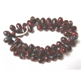 Czech 50 Pcs ~ RED AGATE ~ 6mm x 9mm ~ TEAR DROPS ~ GLASS BEADS LOT
