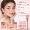 4 Color Blush Palette with Brusher Set for Cheeks(#02)
