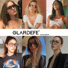 GLARDEFE Retro 70s Aviator Sunglasses for Women Men - Vintage Small Frame Square Tinted Shades Sun Glasses(Leopard/Blue Lens)