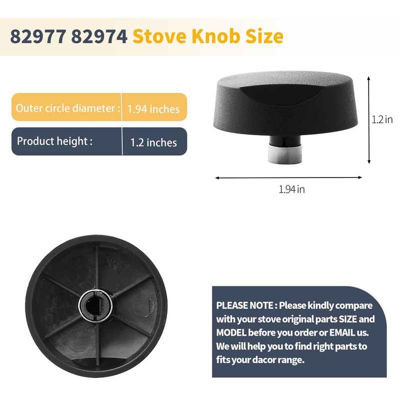 Allstare 82977 82974 Cooktop Knobs Replacement for Dacor Stove Parts