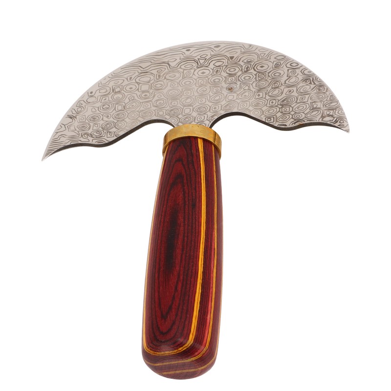 Round Leather Knifes Incisive Blade High Hardness Polished Wooden Handle