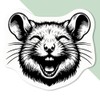 4 x Small 50mm 'Laughing Rat' Permanent Sticker Decals for
