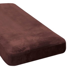 H.VERSAILTEX Velvet Stretch Individual Chaise Cover Sectional Couch Covers for L Shaped Sofa Both Left/Right Furniture Protector Seat Cushion Sofa Cover (1 Piece Chaise Cover, Brown)