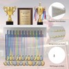 WRONWA Medal Hanger Display with Shelf, Wall Mounted Bamboo Trophy