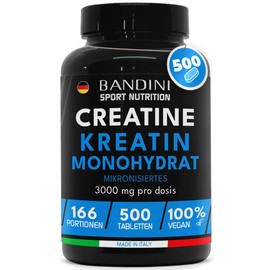 BANDINI Bandini? Creatin Monohydrat 500 Tabletten | Training, Sport, Fitness | 5 Monate Vorrat | Alternative zu Kreatin Kapseln & Pulver | Pre & Intra Workout | Halal & Vegan, Mesh Faktor 200