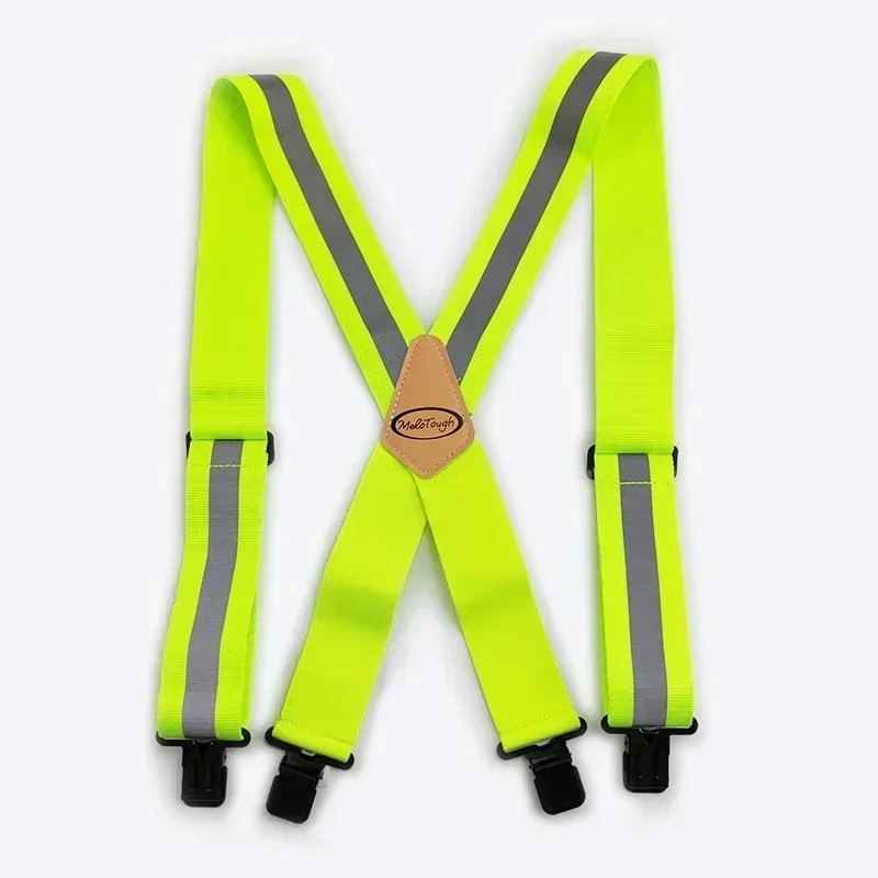Men's Fluorescent Work Suspenders 5cm Wide Adjustable Elastic X-Back Braces