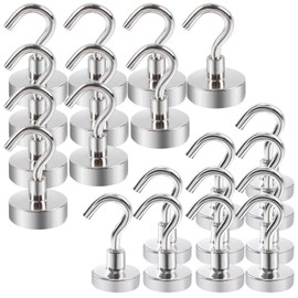 Aenienoe Magnetic Hooks Heavy Duty 16mm 10PCS+20mm 10PCS Strong Magnet with Hook for Hanging Neodymium Magnet Hooks for Cruise Cabin Kitchen Fridge Classroom Office Camping