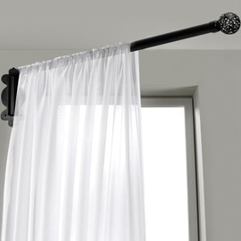 Swing Arm Curtain Rod, 47'' Long, 1.1'' Diameter, Rotate about 180 degrees, Detachable Ball Finial, White, 1 piece