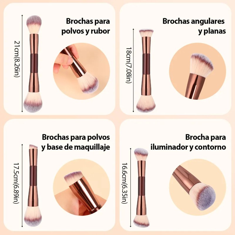 Set 7 Brochas Maquillaje Profesional Alto Nivel Color Marrón