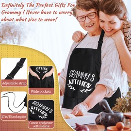 Leyndo 10 Pcs Grammy Gifts Set Including Apron Tea Towel Tea Spoon Pot Holders Oven Mitt Bamboo Kitchen Cooking Spatula for Christmas Grammy Birthday Housewarming