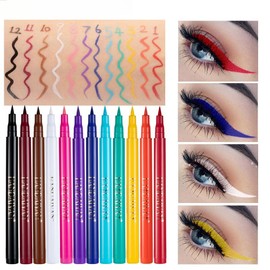 Sparfar 12 Colors Matte Liquid Eyeliner Rainbow Colorful Neon Eyeliner Pencil Waterproof Non-Bleeding Long Lasting Gel Eyeliner 1.6g-07#