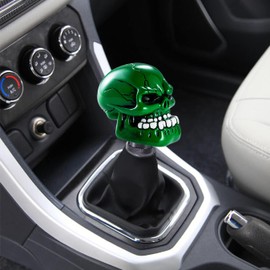 Arenbel Skull Gear Shift Knob Car Racing Handle Skeleton Shifter Lever Fit Most Manual Automatic Vehicles, Green