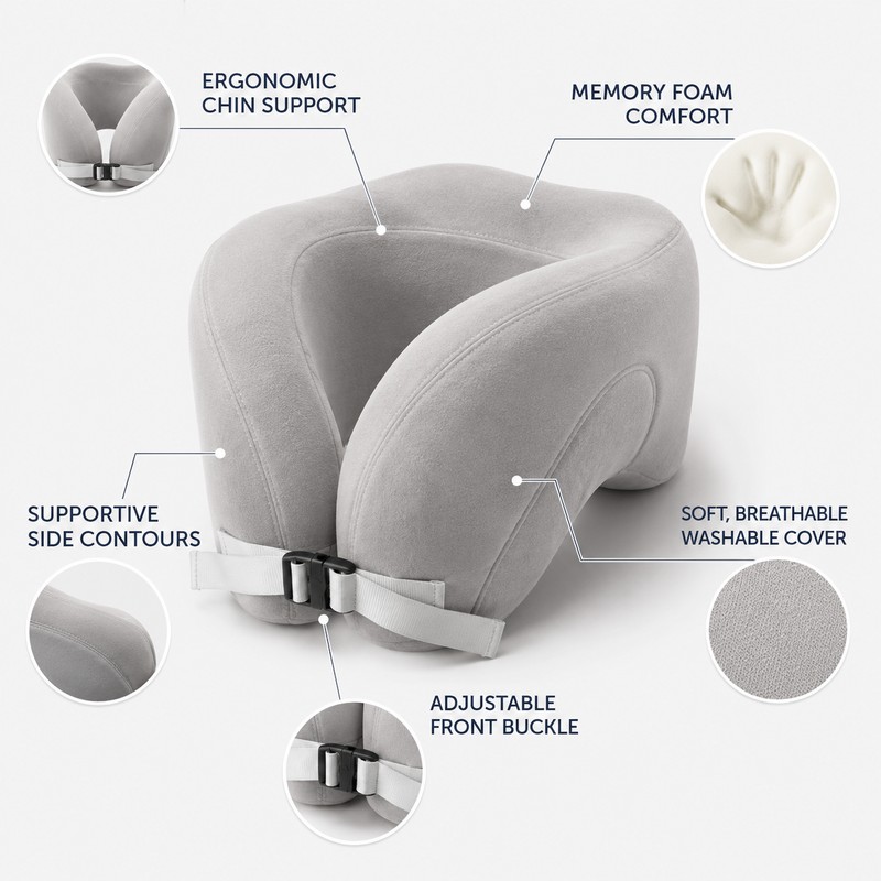 Travel Neck Pillow for Airplane Rest – U-Shaped Memory Foam