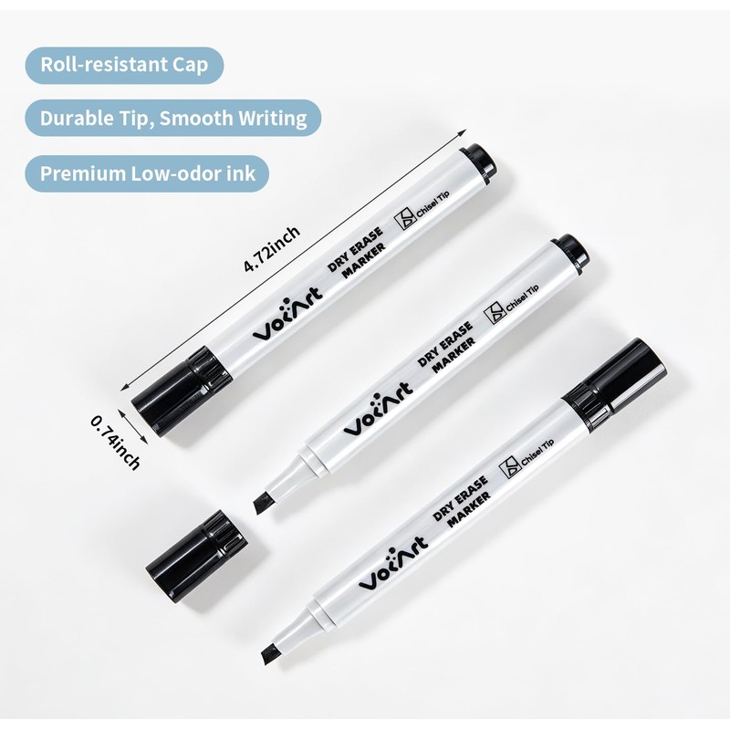 VOKART 30 Pack Black Dry Erase Markers Bulk, Chisel Tip