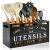 Extra Large Black Wood Utensil Holder Organizer Farmhouse Kitchen Decor