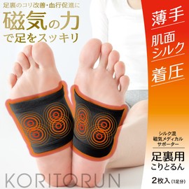 Silk Blend Magnetic Medical Supporter for Feet Koritorun (Pack of 2, 1 Pair) Black