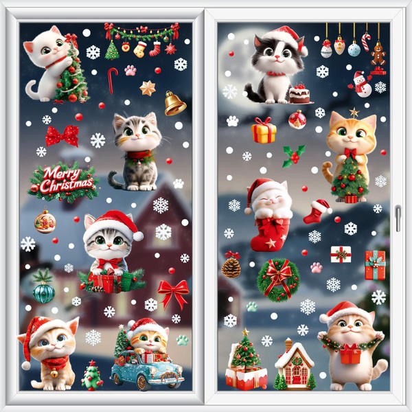 9 Sheets 156Pcs Christmas Decorations Window Clings, Large 3D Lucky