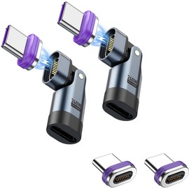 xuanli USB C Magnet Adapter L Shape, 180° Rotation Type c Magnet, 240W PD Rapid Charge Magnetic Connector, 480Mbps High Speed Data Transfer Magnetic Terminal Type C, Type C Magnet Adapter Male Female