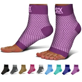 SB SOX Calcetines de compresión para fascitis plantar para mujeres y hombres (1 par), los mejores calcetines de tobillo para alivio de la fascitis plantar, soporte de arco y dolor de pies/talón para uso diario (morado, XL)