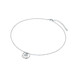 Rafaela Donata Women's Necklace with Pendant Heart "I Love You" Silver Colours Glass Crystal White 42 cm + 5 cm Extension Heart Pendant Necklace with Engraving Gift for Valentine's Day, Brass, Glass