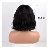 Pelucas Para Mujer Ondulada Corto Pelo Negra Cabello Natural
