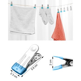 Stainless Steel Clothes Pegs, Pack of 40, Metal Pegs for Beach Towel, Small Clothes Pegs, Camping, Metal Clips, Stable for Socks, Towel, Food Sealing (Blue, Grey, Green, Pink)