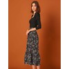 Allegra K Women's Printed Skirt Chiffon Elastic Waist Ruffle Tiered
