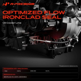 A-Premium Upper Inlet and Outlet Automatic Transmission Oil Cooler Line Hose Assembly Compatible with Jeep Liberty 2008-2012 V6 3.7L