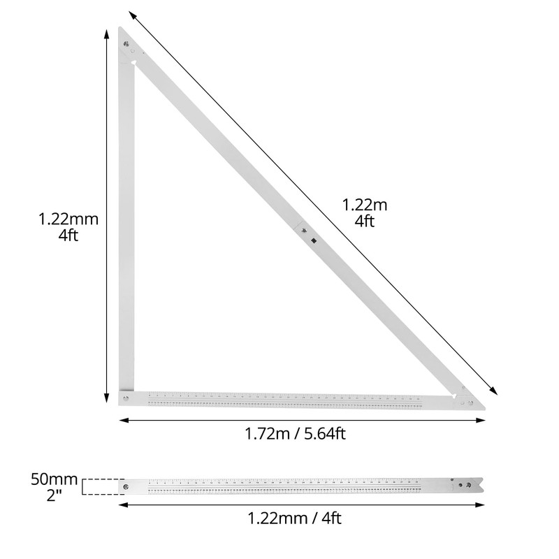 QWORK Combination Square, 48" Folding Aluminum Angle Ruler Precision Carpenter