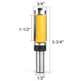 MEIGGTOOL 1-1/2-Inch Flush Trim Top and Bottom Bearing Router Bit 1/2-Inch Shank