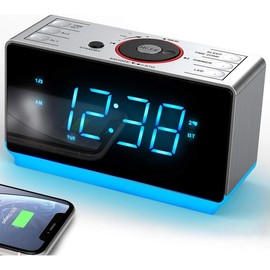 Alarm Clock Radio with Bluetooth Speaker, FM Radio, Dual Alarm with Snooze, Large LED Display, Dimmer Control, USB Charging Output and Night Light CKS708