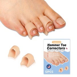 TASZOOS Hammer Toe Straightener Corrector - Toe Corrector(12pcs, Nude), Gel Toe Splint Relief for Bunion, Crooked, Hammer Toes, Claw Toes, Small Size
