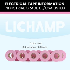 Lichamp 10-Pack Pink Electrical Tape Waterproof, 3/4 in x 66ft, Industrial Grade UL/CSA Listed High Temp Electrical Tape Pink Electric Super Vinyl