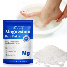 Magnesium Sleep Flakes, Mineral Bath Flakes, Cleansing Bath Salts, Support Symptoms of Magnesium Deficiency. Soothe & Support Muscle Tension, Sports Injury Prevention,320g