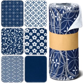 Noveread 36 Count Reusable Cleaning Cloths Washable Cotton Kitchen Towels for Home(Japanese Style,Blue)
