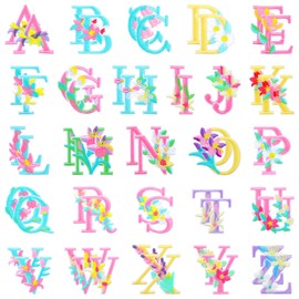 52 Pieces Flower Letters Iron On Patches, A-Z Alphabet Embroidered Appliques, Colorful Letters Iron On for Clothes DIY