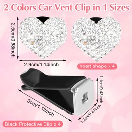 Tyqour 4 Stück Auto Lufterfrischer Clip Aromatherapie Auto Deko Innenraum Clips Bling Strass Car Air Freshener Clips Liebe Herzform Dekoration für Mädchen Frauen (Weiß)