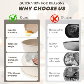 𝙉𝙊𝙉𝙎𝙏𝙄𝘾𝙆 22 Pcs Pots and Pans Set Non Stick, Detachable Handle Cookware Sets Nonstick, Non Toxic Induction RV Kitchen Cooking Set with Removable Handles, Dishwasher/Oven Safe (Beige/Taupe)