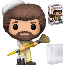 Funko Pop! Television: Bob Ross - The Joy of Painting in Overalls with Paintbrush #559 Vinyl Figure (Bundled with Pop Box Protector Case)
