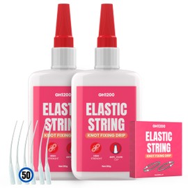 GH1200 Bracelet String Glue With 50 Mess Free Applicators, 30g x 2 PCs Safe to Use Elastic String Glue For Fixing Loose Bracelets, Clear Drying Bracelet Knot Glue, Bracelet Glue for DIY Jewelry Making