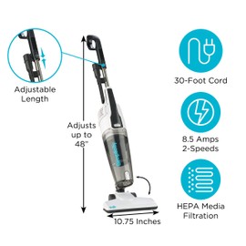 Simplicity Vacuums Corded Stick Vacuum Cleaner - Bagless, Two Speeds, HEPA Filter, Ideal for Hardwood & Tile, S60 Spiffy