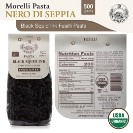 Morelli Black Squid Ink Pasta 2 Pack 17.6Oz Italian Gourmet Fusilli Noodles