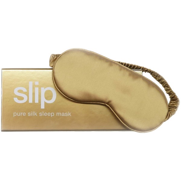 Slip Pure Silk Sleep Mask, Gold - Pure Mulberry 22 Momme Silk Eye Mask, Soft & Comfortable Sleeping Mask - Made with 'Anti-Aging Anti-Sleep Crease Anti-Bed Head' Slipsilk
