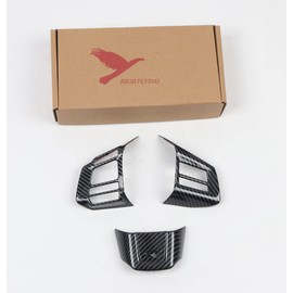 HIGH FLYING Carbon Grain Car Interior Accessories Steering Decoration Trim ABS 3pcs for Subaru WRX STI 2016 2017 2018 (NOT Fit Turbo CVT)