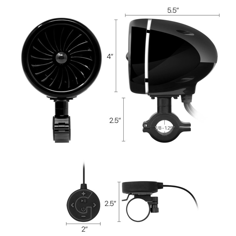 GoHawk Waterproof 300W Bluetooth Motorcycle LED Audio Amp Stereo 2