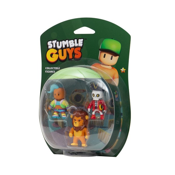 Stumble Guys Collectible Figures 3-Pack - Veloci T, Leonidas, Capt