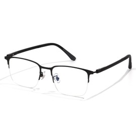 ZanyLen Blue Light Blocking Glasses Men Computer Gaming Glasses Rectangle Metal Semi-rimless Black Frame Anti Glare/UV400 Clear Lens